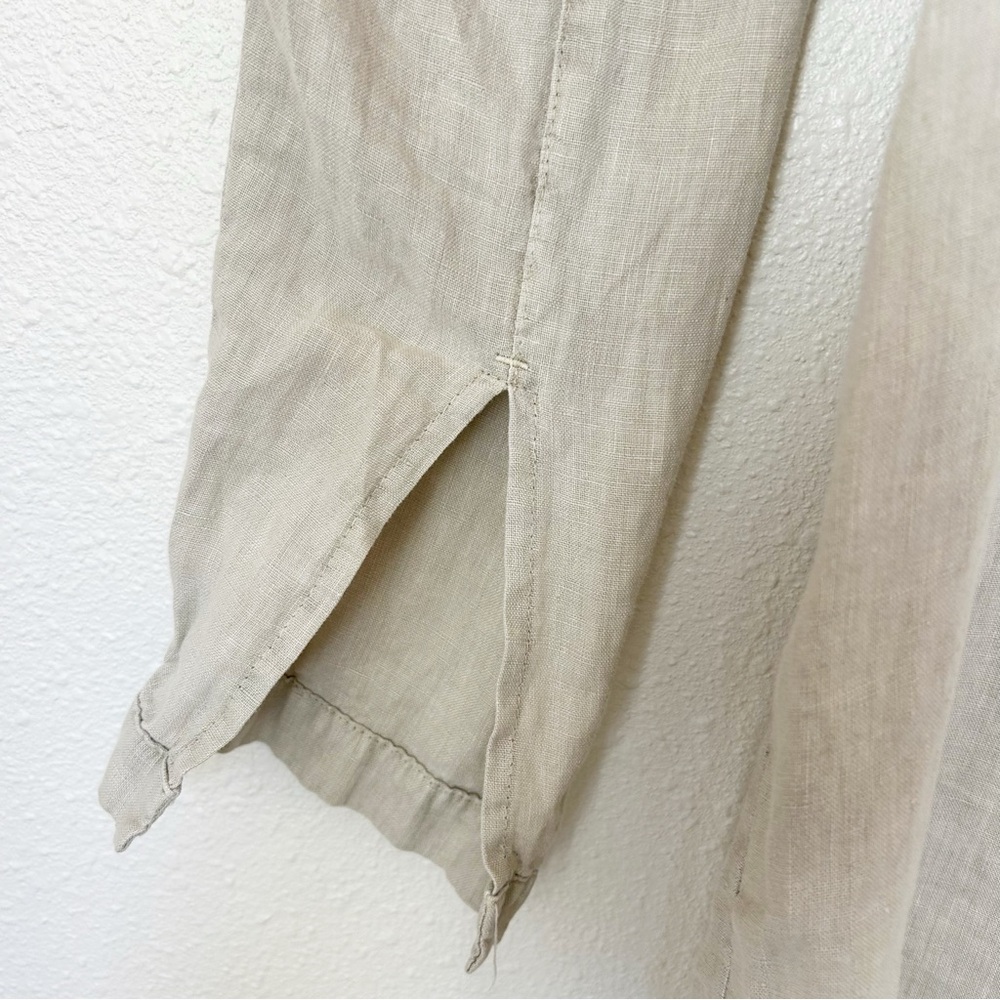 James Perse Beige Linen V-Neck Long Sleeve Top - Picture 4 of 6